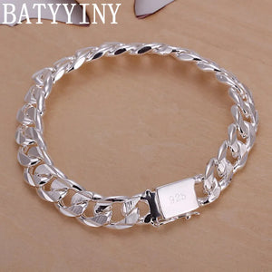 925 Silver Charm Bracelet 10MM Chain Wedding Gift