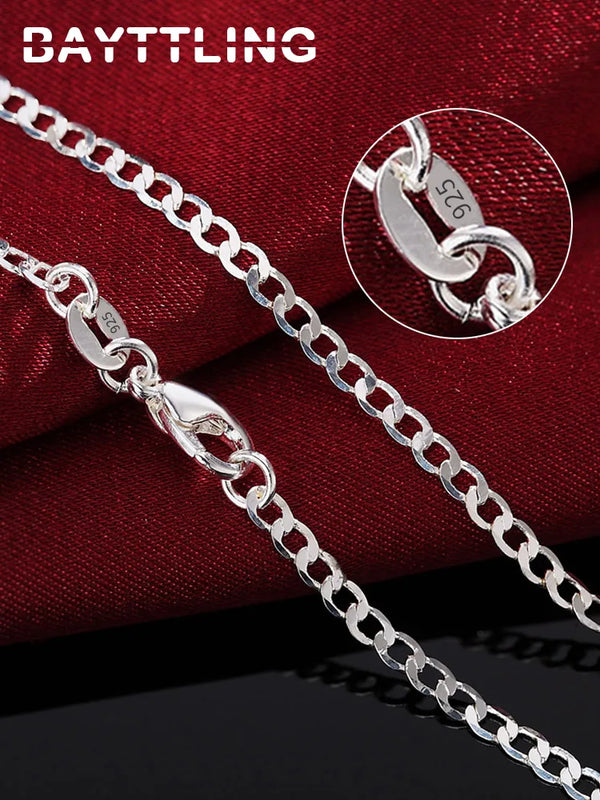 925 Sterling Silver 16-30 Inch Sideways Necklace for Man Woman