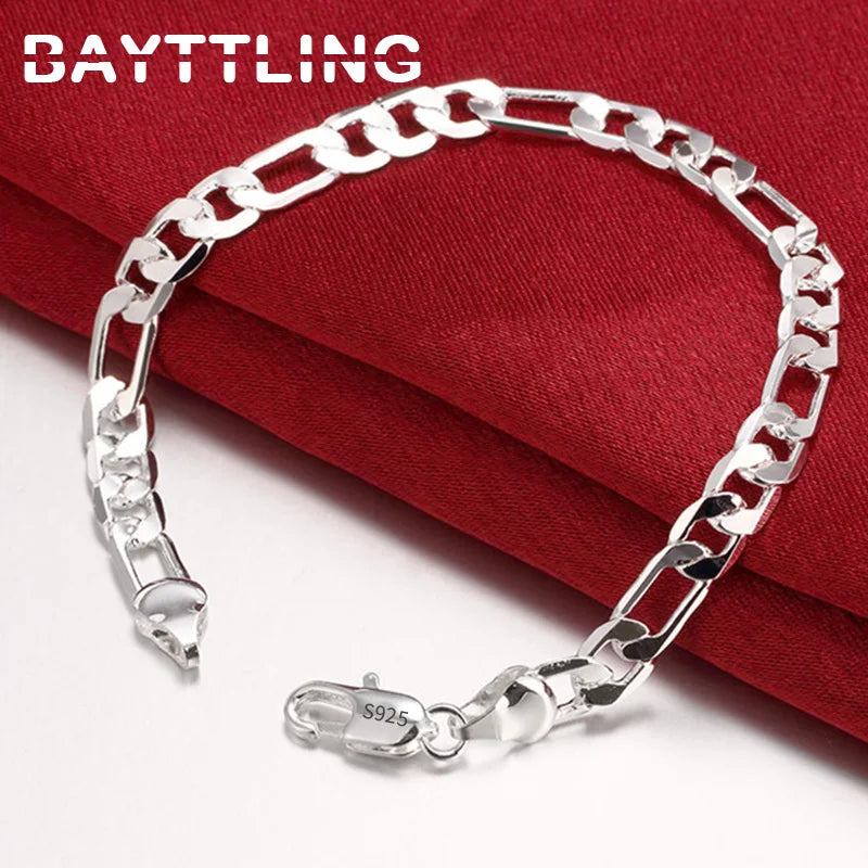 8 Inch Silver 4MM/6MM Chain Bracelet Wedding Gift Jewelry