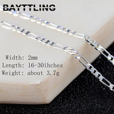 925 Silver 16-30 inch 2MM Chain Necklace For Women, Man Gift