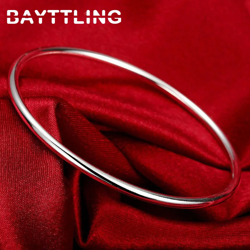 925 Silver 1.5MM Round Circle Bangle for Woman Engagement