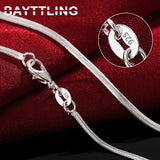 925 Silver Flat Snake Chain Necklace 2MM 16-30 Inch