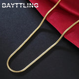 925 Silver 2MM Golden Snake Chain Necklace Wedding Gift