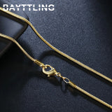 925 Silver 2MM Golden Snake Chain Necklace Wedding Gift
