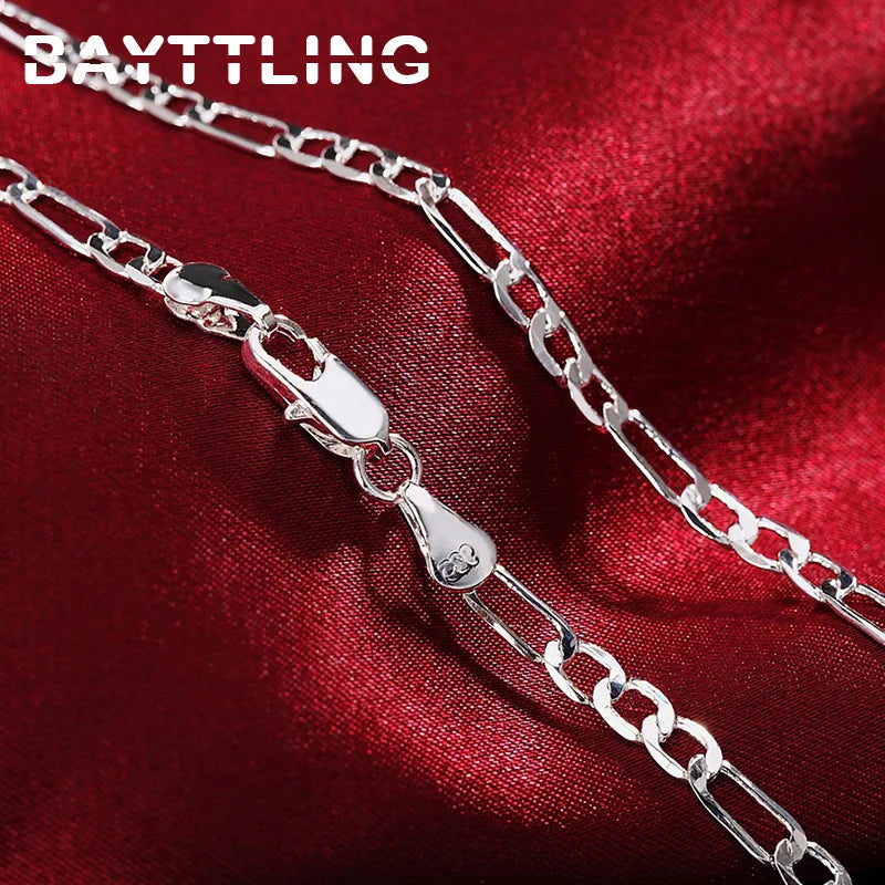 925 Silver 4MM Link Chain Necklace 16-30 Inch for Wedding Jewelry