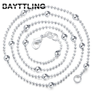 925 Sterling Silver Bead Chain Necklace for Men Women 16-24 Inch