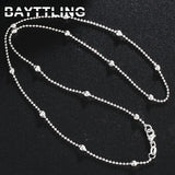 925 Sterling Silver Bead Chain Necklace for Men Women 16-24 Inch