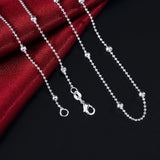 925 Sterling Silver Bead Chain Necklace for Men Women 16-24 Inch