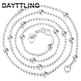 925 Sterling Silver Bead Chain Necklace for Men Women 16-24 Inch