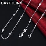 925 Sterling Silver Bead Chain Necklace for Men Women 16-24 Inch