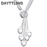 925 Silver Heart Pendant Bracelet Necklace Set