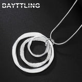 925 Silver Frosted Round Necklace 18 Inches Women's Charm Gift Jewelry