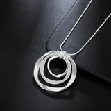 925 Silver Frosted Round Necklace 18 Inches Women's Charm Gift Jewelry