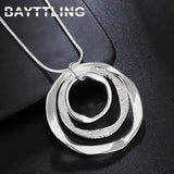 925 Silver Frosted Round Necklace 18 Inches Women's Charm Gift Jewelry
