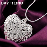 925 Silver 18-Inch Open Heart Necklace for Women Couples