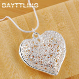 925 Silver 18-Inch Open Heart Necklace for Women Couples