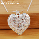 925 Silver 18-Inch Open Heart Necklace for Women Couples