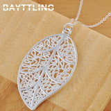 Sterling Silver Leaf Pendant Necklace - Glamour Jewelry Gift