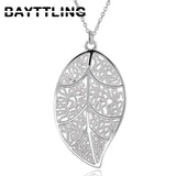 Sterling Silver Leaf Pendant Necklace - Glamour Jewelry Gift