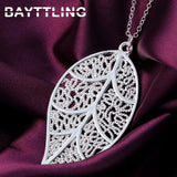 Sterling Silver Leaf Pendant Necklace - Glamour Jewelry Gift