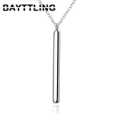 925 Silver 18in Rectangular Post Pendant Necklace Men Women Glamour Gift