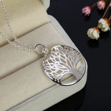 925 Silver Tree of Life Necklace 18" Women Wedding Jewelry
