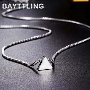925 Silver Triangle Pendant Necklace 18-Inch for Women Wedding