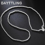 925 Sterling Silver 2MM Rope Chain Necklace For Women Men