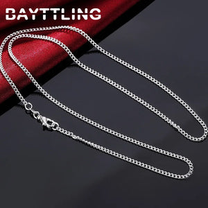 925 Sterling Silver 2mm Link Chain Necklace For Men Women