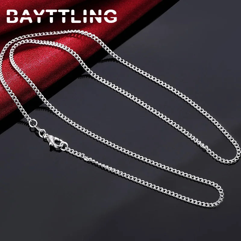 925 Sterling Silver 2mm Link Chain Necklace For Men Women
