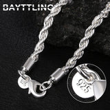 925 Silver 4MM Rope Chain Necklace 16-24 Inches