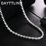 925 Silver 4MM Rope Chain Necklace 16-24 Inches