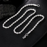 925 Silver 4MM Rope Chain Necklace 16-24 Inches