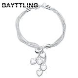 925 Silver Hearts Bracelet 8 Inches Women's Gift Jewelry