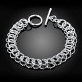 925 Sterling Silver 8 inch 2 Ring Bracelet for Women