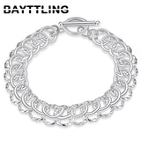 925 Sterling Silver 8 inch 2 Ring Bracelet for Women