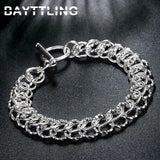 925 Sterling Silver 8 inch 2 Ring Bracelet for Women