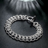 925 Sterling Silver 8 inch 2 Ring Bracelet for Women