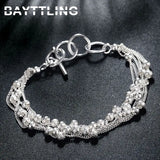 925 Silver 6-Wire Bead Bracelet, 8-Inch, Party Jewelry