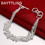 925 Silver 6-Wire Bead Bracelet, 8-Inch, Party Jewelry