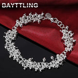 925 Silver Bead Chain Bracelet 8 inch Women Jewelry