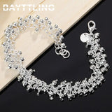 925 Silver Bead Chain Bracelet 8 inch Women Jewelry