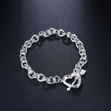 925 Sterling Silver Heart Bracelet For Women Engagement Party