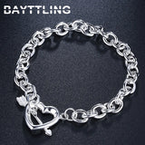 925 Sterling Silver Heart Bracelet For Women Engagement Party