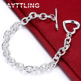 925 Sterling Silver Heart Bracelet For Women Engagement Party