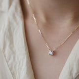 925 Silver Round Crystal Clavicle Chain Necklace for Women