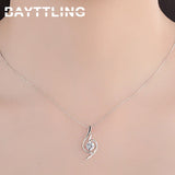 925 Silver 18 Purple/Silver Zircon Heart Necklace Women Charm Gift Jewelry