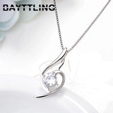 925 Silver 18 Purple/Silver Zircon Heart Necklace Women Charm Gift Jewelry