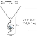 925 Silver 18 Purple/Silver Zircon Heart Necklace Women Charm Gift Jewelry