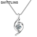 925 Silver 18 Purple/Silver Zircon Heart Necklace Women Charm Gift Jewelry